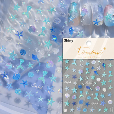 Καλοκαιρινή παραλία Dreamy Water Bubble Γοργόνα Κοχύλι Αστερίας Μέδουσες Αστερίες Μαλακό ανάγλυφο Διακόσμηση Νυχιών Αυτοκόλλητα Μανικιούρ Αυτοκόλλητα