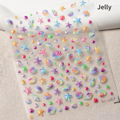 Καλοκαιρινή παραλία Dreamy Water Bubble Γοργόνα Κοχύλι Αστερίας Μέδουσες Αστερίες Μαλακό ανάγλυφο Διακόσμηση Νυχιών Αυτοκόλλητα Μανικιούρ Αυτοκόλλητα