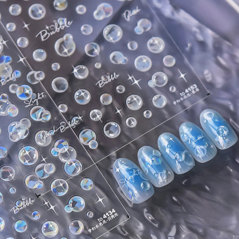 Καλοκαιρινή παραλία Dreamy Water Bubble Γοργόνα Κοχύλι Αστερίας Μέδουσες Αστερίες Μαλακό ανάγλυφο Διακόσμηση Νυχιών Αυτοκόλλητα Μανικιούρ Αυτοκόλλητα