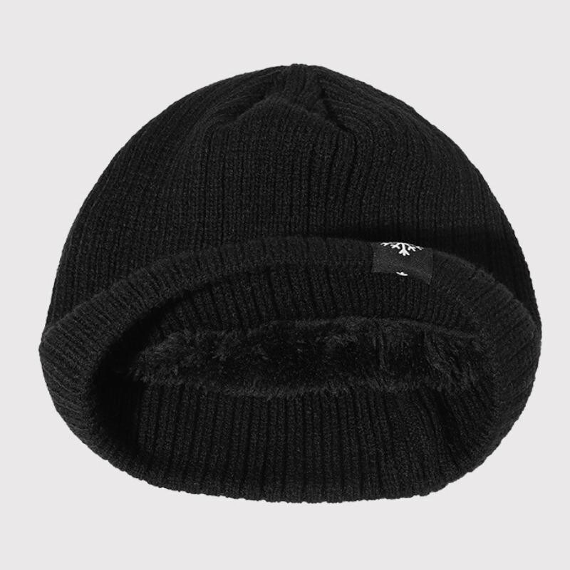 Unisex Snow Labal Zimske kape Jednobojne pletene kape za muškarce i žene Beanie Cap Outdoor Dodavanje krznene podstave Tople sportske kape