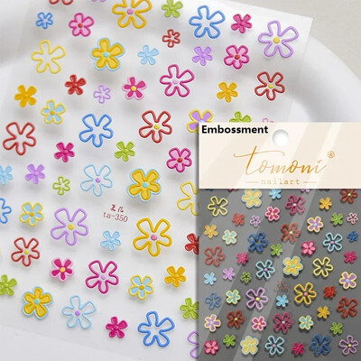 Blizganti žalia keturių lapų dobilų vasaros spalvinga želė gėlė ramunė Kalnų krištolas Lazerinis nagų dailės dekoravimo lipdukas Manikiūro įrankių lipdukas