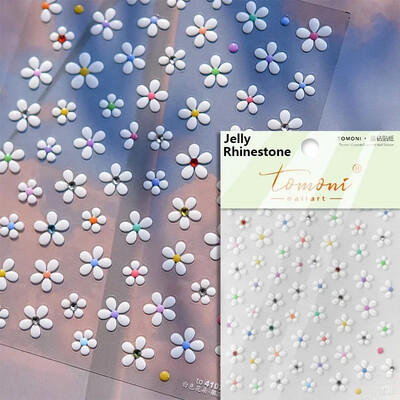 Blizganti žalia keturių lapų dobilų vasaros spalvinga želė gėlė ramunė Kalnų krištolas Lazerinis nagų dailės dekoravimo lipdukas Manikiūro įrankių lipdukas