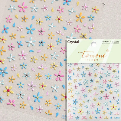 Blizganti žalia keturių lapų dobilų vasaros spalvinga želė gėlė ramunė Kalnų krištolas Lazerinis nagų dailės dekoravimo lipdukas Manikiūro įrankių lipdukas