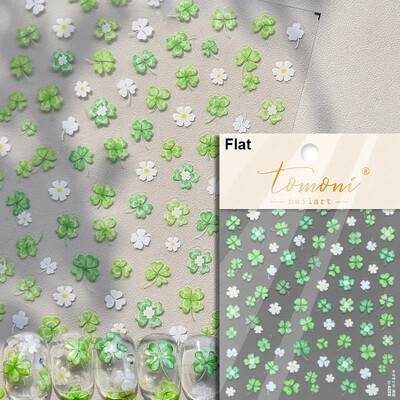 Blizganti žalia keturių lapų dobilų vasaros spalvinga želė gėlė ramunė Kalnų krištolas Lazerinis nagų dailės dekoravimo lipdukas Manikiūro įrankių lipdukas