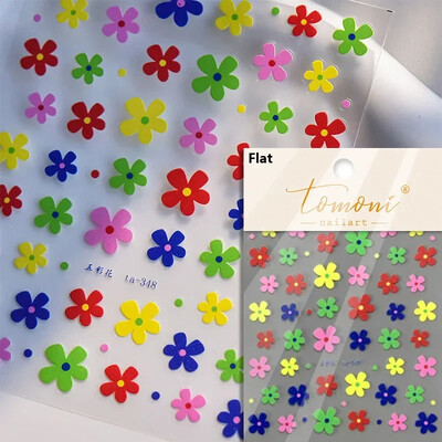 Blizganti žalia keturių lapų dobilų vasaros spalvinga želė gėlė ramunė Kalnų krištolas Lazerinis nagų dailės dekoravimo lipdukas Manikiūro įrankių lipdukas