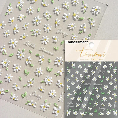 Blizganti žalia keturių lapų dobilų vasaros spalvinga želė gėlė ramunė Kalnų krištolas Lazerinis nagų dailės dekoravimo lipdukas Manikiūro įrankių lipdukas