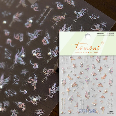 Κόκκινο λουλούδι δαμάσκηνου λουλούδι κινέζικα 3D αυτοκόλλητα αυτοκόλλητα διακόσμηση νυχιών Cheongsam Iris Lily Lotus Vase 5D Χαλκομανίες μανικιούρ