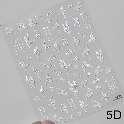 Κόκκινο λουλούδι δαμάσκηνου λουλούδι κινέζικα 3D αυτοκόλλητα αυτοκόλλητα διακόσμηση νυχιών Cheongsam Iris Lily Lotus Vase 5D Χαλκομανίες μανικιούρ