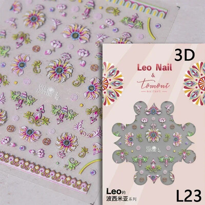 Κόκκινο λουλούδι δαμάσκηνου λουλούδι κινέζικα 3D αυτοκόλλητα αυτοκόλλητα διακόσμηση νυχιών Cheongsam Iris Lily Lotus Vase 5D Χαλκομανίες μανικιούρ