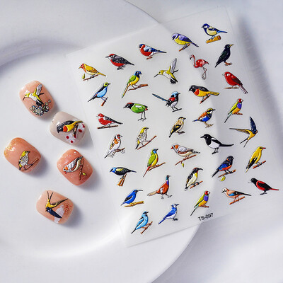 Κόκκινο λουλούδι δαμάσκηνου λουλούδι κινέζικα 3D αυτοκόλλητα αυτοκόλλητα διακόσμηση νυχιών Cheongsam Iris Lily Lotus Vase 5D Χαλκομανίες μανικιούρ