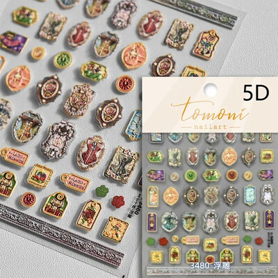 Κόκκινο λουλούδι δαμάσκηνου λουλούδι κινέζικα 3D αυτοκόλλητα αυτοκόλλητα διακόσμηση νυχιών Cheongsam Iris Lily Lotus Vase 5D Χαλκομανίες μανικιούρ