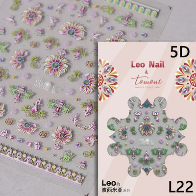 Κόκκινο λουλούδι δαμάσκηνου λουλούδι κινέζικα 3D αυτοκόλλητα αυτοκόλλητα διακόσμηση νυχιών Cheongsam Iris Lily Lotus Vase 5D Χαλκομανίες μανικιούρ