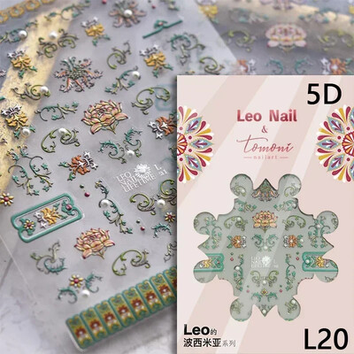 Κόκκινο λουλούδι δαμάσκηνου λουλούδι κινέζικα 3D αυτοκόλλητα αυτοκόλλητα διακόσμηση νυχιών Cheongsam Iris Lily Lotus Vase 5D Χαλκομανίες μανικιούρ