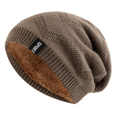 Pălării noi de iarnă unisex slăbite Adaugă căptușite cu blană pentru bărbați și femei. Căciuliță caldă cu etichetă, decor casual, pălării tricotate de iarnă