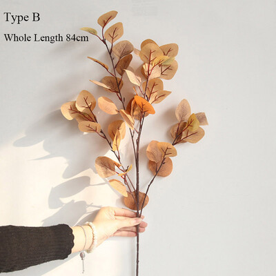 2023 Νέο κλαδί δέντρου Ευκάλυπτου Στρογγυλά φύλλα τεχνητά Φύλλα χρημάτων Ρετρό διακόσμηση φυτού ευκάλυπτου ψεύτικο λουλούδι ψεύτικο φύλλωμα