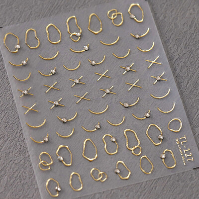 Χαλκομανίες μανικιούρ σε κινέζικο στυλ με χρυσό σφραγισμένο Θεό ελάφι