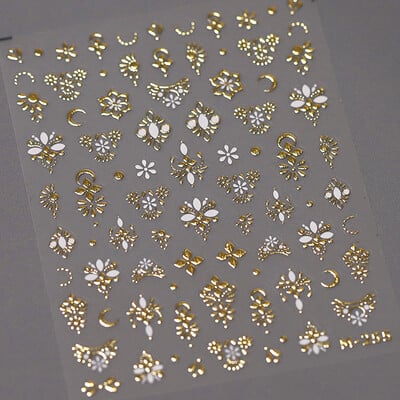 Χαλκομανίες μανικιούρ σε κινέζικο στυλ με χρυσό σφραγισμένο Θεό ελάφι