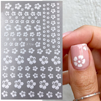 4 τμχ Sakura Flower 3D αυτοκόλλητα νυχιών Λευκό Cherry Blossom Nail Art Decals Άνοιξη Καλοκαίρι Αυτοκόλλητο Slider Διακοσμητικό μανικιούρ γάμου