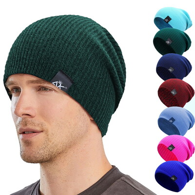 Trikotāžas Cepures Ziemas Unisex Siltas Ikdienas Cepures Āra Vilnas Cepures Vīriešu Beanie Burts Vienkrāsains Modes Ielu Hip Hop Cepures