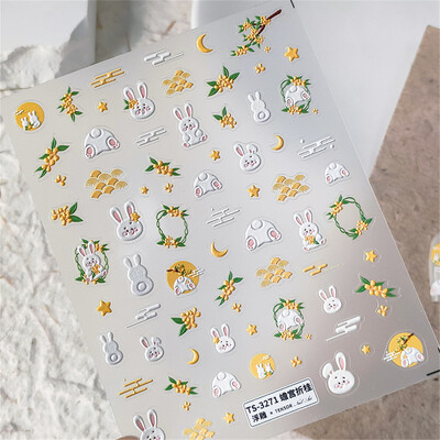 1 buc 5D Relief Five Petale Flower Nail Art Stickers Kawaii Exquisite Red Rose Nail Decor Decals Adeziv Transfer Slider DIY