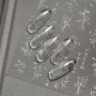 1db 5D tavaszi kínai Retro piros zöld bambusz körömbűvölő matricák 4Styles körömdíszek matricák DIY öntapadó csúszka