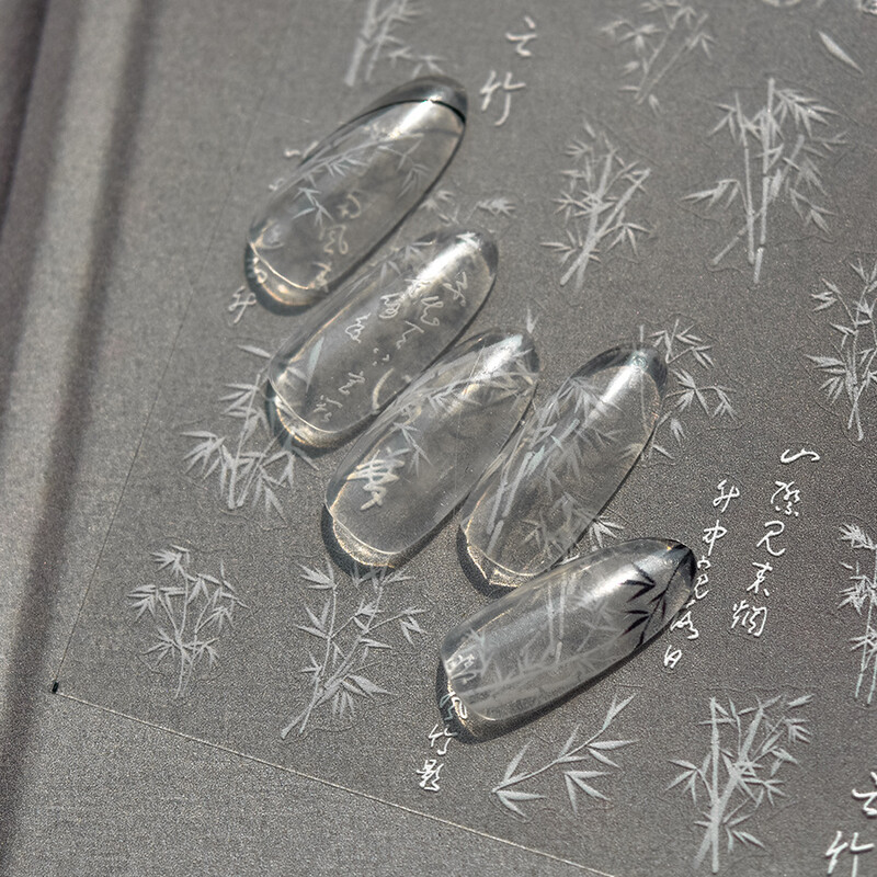 1db 5D tavaszi kínai Retro piros zöld bambusz körömbűvölő matricák 4Styles körömdíszek matricák DIY öntapadó csúszka