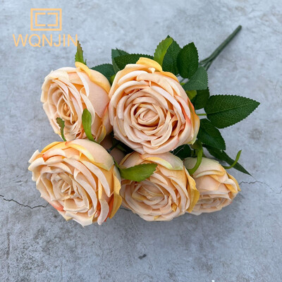 Karstas 7 galvas, rožu līgavas pušķis, mākslīgais zieds, DIY, kāzu ziedu kompozīcijas aksesuāri Ziemassvētku mājas dekoru foto rekvizīti