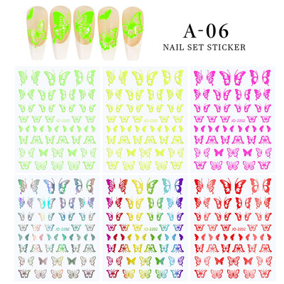 6 φύλλα/σετ 3D αυτοκόλλητα πεταλούδας λέιζερ για νύχια DIY επιχρύσωση ολισθαίνοντα περιτυλίγματα αυτοκόλλητα νυχιών αυτοκόλλητα αυτοκόλλητα αυτοκόλλητα για μανικιούρ