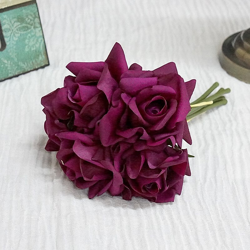 Hidratantna 5 glava Buket ruža Latex Real Touch Umjetno cvijeće Vjenčani svadbeni buket Rođendanska zabava Home Decor Rose