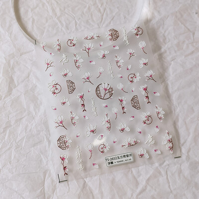 5D ρεαλιστική ανάγλυφη λευκή μανόλια που ανθίζει ενάντια στο παράθυρο αυτοκόλλητα νυχιών αυτοκόλλητα Αυτοκόλλητα για μανικιούρ Ανάγλυφα στολίδια