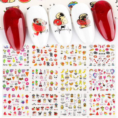 Άνοιξη Sakura Nail Water Αυτοκόλλητα Ροζ άνθη κερασιάς Αυτοκόλλητα λουλούδια φύλλα δέντρο Καλοκαιρινό νύχια καλλιτεχνική διακόσμηση Sliders BEA1621-1632