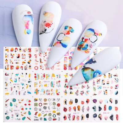Άνοιξη Sakura Nail Water Αυτοκόλλητα Ροζ άνθη κερασιάς Αυτοκόλλητα λουλούδια φύλλα δέντρο Καλοκαιρινό νύχια καλλιτεχνική διακόσμηση Sliders BEA1621-1632
