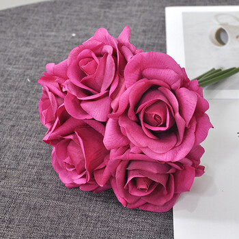 5 Head Curl Edge Rose Bunch Ενυδατικό Real Touch Rose Bouquet Νυφική ανθοδέσμη τεχνητά λουλούδια Διακόσμηση εκδήλωσης για πάρτι σπιτιού