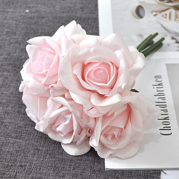 5 Head Curl Edge Rose Bunch Ενυδατικό Real Touch Rose Bouquet Νυφική ανθοδέσμη τεχνητά λουλούδια Διακόσμηση εκδήλωσης για πάρτι σπιτιού