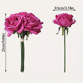 5 Head Curl Edge Rose Bunch Ενυδατικό Real Touch Rose Bouquet Νυφική ανθοδέσμη τεχνητά λουλούδια Διακόσμηση εκδήλωσης για πάρτι σπιτιού