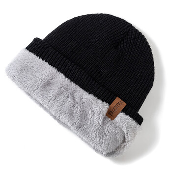 Νέο Unisex Letter Beanie Καπέλο Leisure Προσθήκη Χειμερινά καπέλα με επένδυση από γούνα για άντρες Γυναικείες κρατήστε ζεστές Πλεκτό καπέλο Μόδας Καπέλο καπό σκι