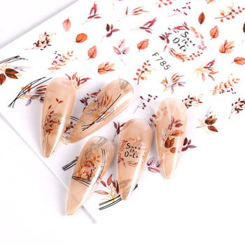 2 τμχ Αυτοκόλλητο 3D Maple Leaf Nail Art Χρυσό φθινοπωρινό αυτοκόλλητο συρόμενο σχέδιο γυαλισμένο αυτοκόλλητο για γυναίκες Διακόσμηση μανικιούρ DIY