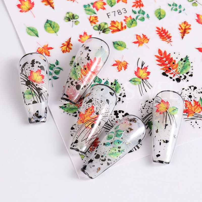 2db 3D juharlevelű körömdíszítő matrica arany őszi vonal tapadó csúszka kivitelben polírozott matrica nőknek barkács manikűr dekoráció