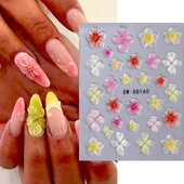 Αυτοκόλλητο αυτοκόλλητο 5D Orchid Rose Flower Αυτοκόλλητα αυτοκόλλητα αυτοκόλλητα με ανάγλυφο λουλούδι DIY Προμήθειες για μανικιούρ DIY