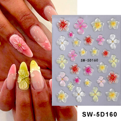 Αυτοκόλλητο αυτοκόλλητο 5D Orchid Rose Flower Αυτοκόλλητα αυτοκόλλητα αυτοκόλλητα με ανάγλυφο λουλούδι DIY Προμήθειες για μανικιούρ DIY