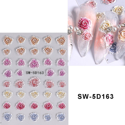 Αυτοκόλλητο αυτοκόλλητο 5D Orchid Rose Flower Αυτοκόλλητα αυτοκόλλητα αυτοκόλλητα με ανάγλυφο λουλούδι DIY Προμήθειες για μανικιούρ DIY