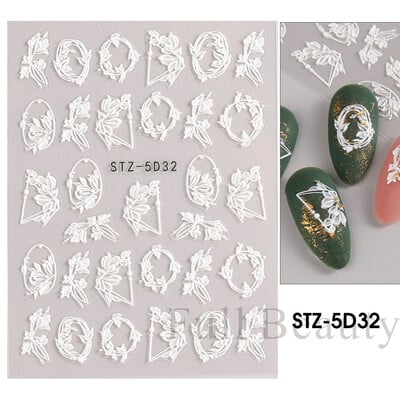 5D απλά λουλούδια αυτοκόλλητα με ανάγλυφο νύχι Κομψό σχέδιο γάμου αυτοκόλλητα συρόμενα λουλουδάτα προμήθειες διακόσμησης με χαραγμένο