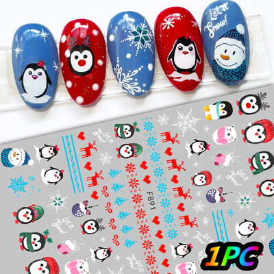 Αυτοκόλλητα 5D *Χριστουγεννιάτικα* Ανάγλυφα Snowflakes Nail Art 8*10cm Kawaii Snowman/Santa Claus/Elk Cartoon Decal DIY Xmas Slider