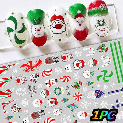 Αυτοκόλλητα 5D *Χριστουγεννιάτικα* Ανάγλυφα Snowflakes Nail Art 8*10cm Kawaii Snowman/Santa Claus/Elk Cartoon Decal DIY Xmas Slider