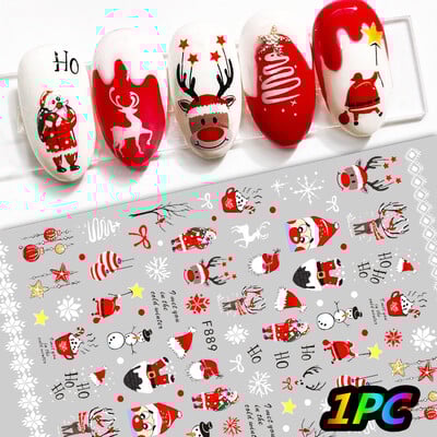 Αυτοκόλλητα 5D *Χριστουγεννιάτικα* Ανάγλυφα Snowflakes Nail Art 8*10cm Kawaii Snowman/Santa Claus/Elk Cartoon Decal DIY Xmas Slider