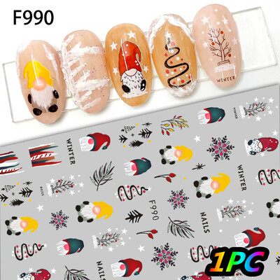 Αυτοκόλλητα 5D *Χριστουγεννιάτικα* Ανάγλυφα Snowflakes Nail Art 8*10cm Kawaii Snowman/Santa Claus/Elk Cartoon Decal DIY Xmas Slider