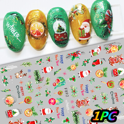 Αυτοκόλλητα 5D *Χριστουγεννιάτικα* Ανάγλυφα Snowflakes Nail Art 8*10cm Kawaii Snowman/Santa Claus/Elk Cartoon Decal DIY Xmas Slider