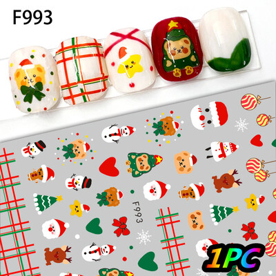 Αυτοκόλλητα 5D *Χριστουγεννιάτικα* Ανάγλυφα Snowflakes Nail Art 8*10cm Kawaii Snowman/Santa Claus/Elk Cartoon Decal DIY Xmas Slider