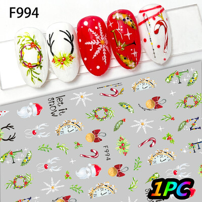 Αυτοκόλλητα 5D *Χριστουγεννιάτικα* Ανάγλυφα Snowflakes Nail Art 8*10cm Kawaii Snowman/Santa Claus/Elk Cartoon Decal DIY Xmas Slider