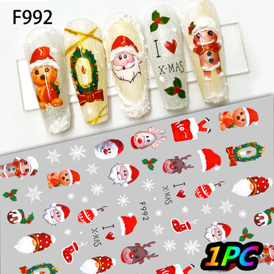 Αυτοκόλλητα 5D *Χριστουγεννιάτικα* Ανάγλυφα Snowflakes Nail Art 8*10cm Kawaii Snowman/Santa Claus/Elk Cartoon Decal DIY Xmas Slider